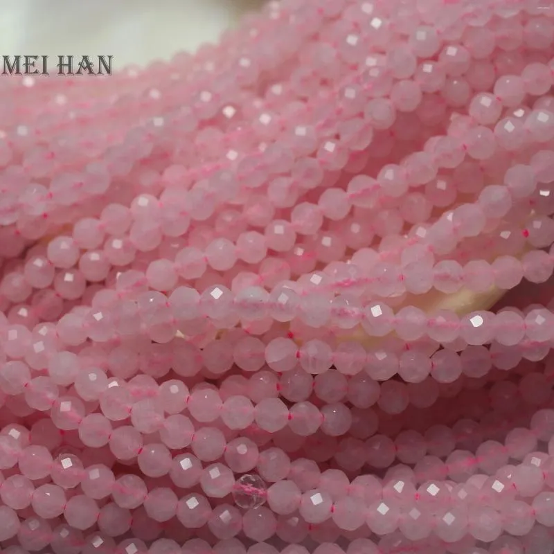 Pedras preciosas soltas atacado natural 4.2mm (4 fios/conjunto) madagascar rosa quartzo facetado redondo contas de pedra preciosa para design de fabricação de jóias