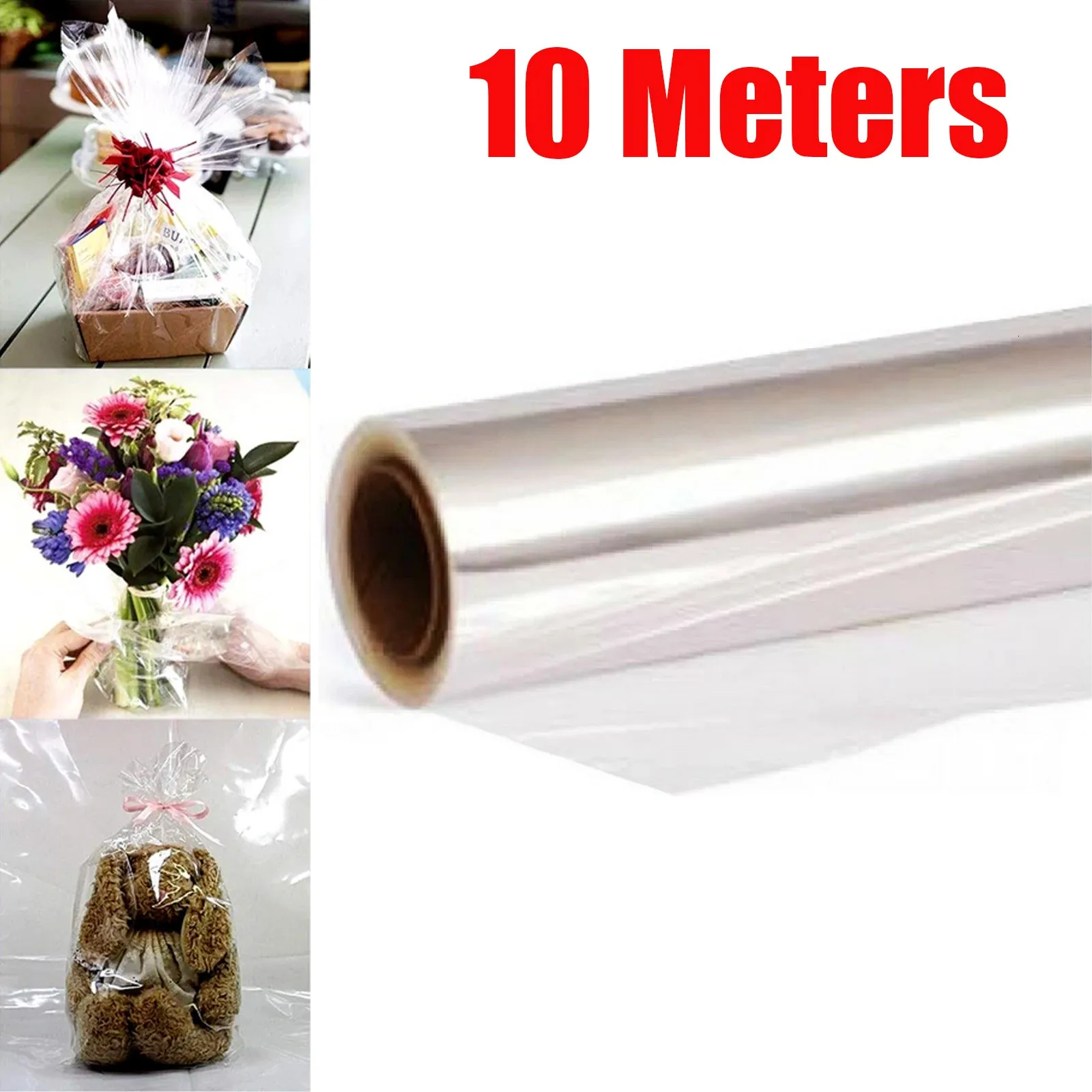 100x54 cm Clear Celophan Wrap Roll do prezentu Flower Buquet Kosze opakowania sztuki rzemieślnicze Kwiaty papierowe 240124