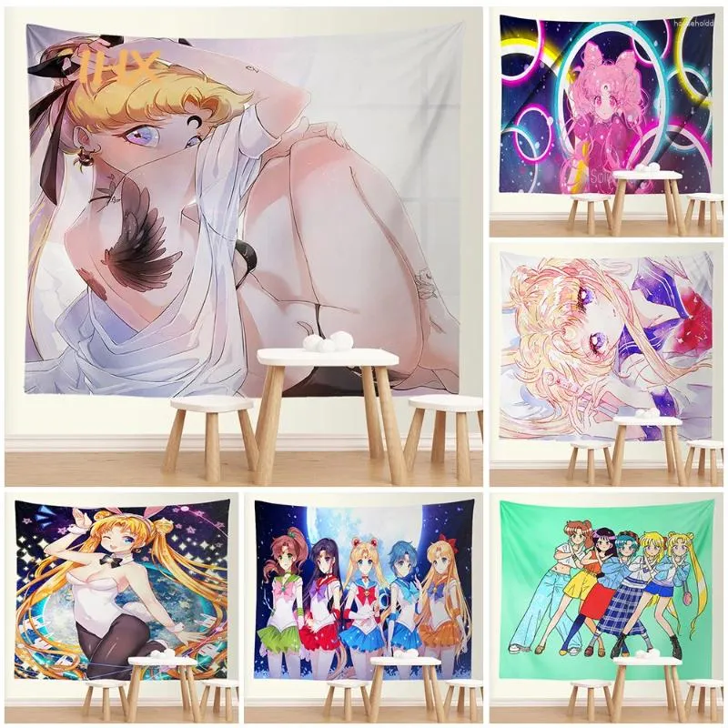 Tapestries Japanese Anime Cute Girl Tapestry Wall Hanging Kawaii Room Decor College Bedroom Large Fabric Aesthetic Decoration