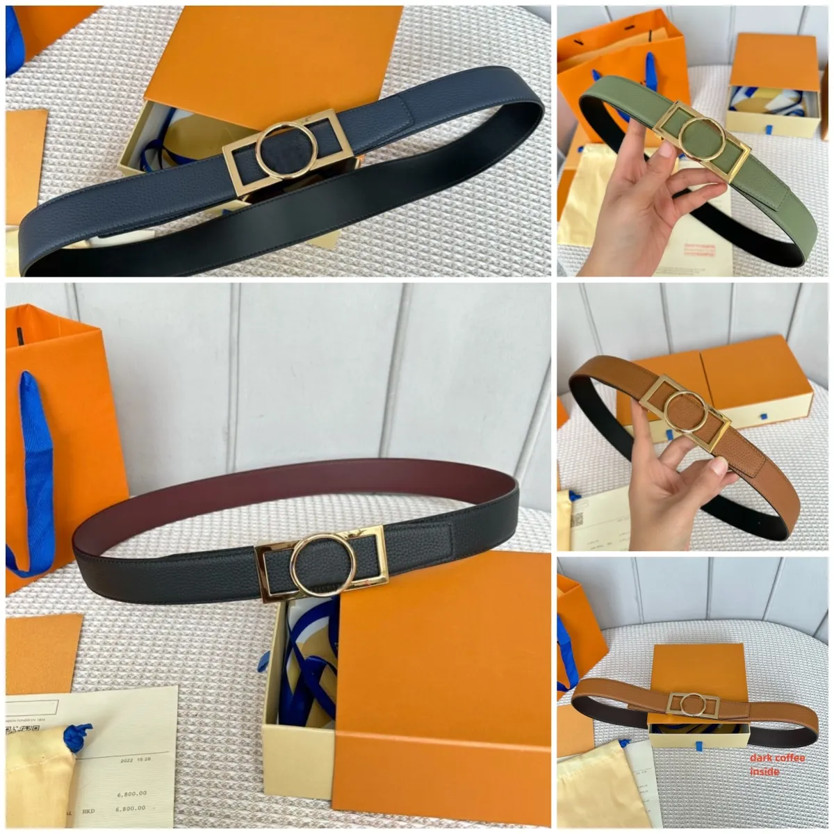 Men's Designer Belts Fashion Accessories Luxury Belt Double Sided with Gift box 2401081