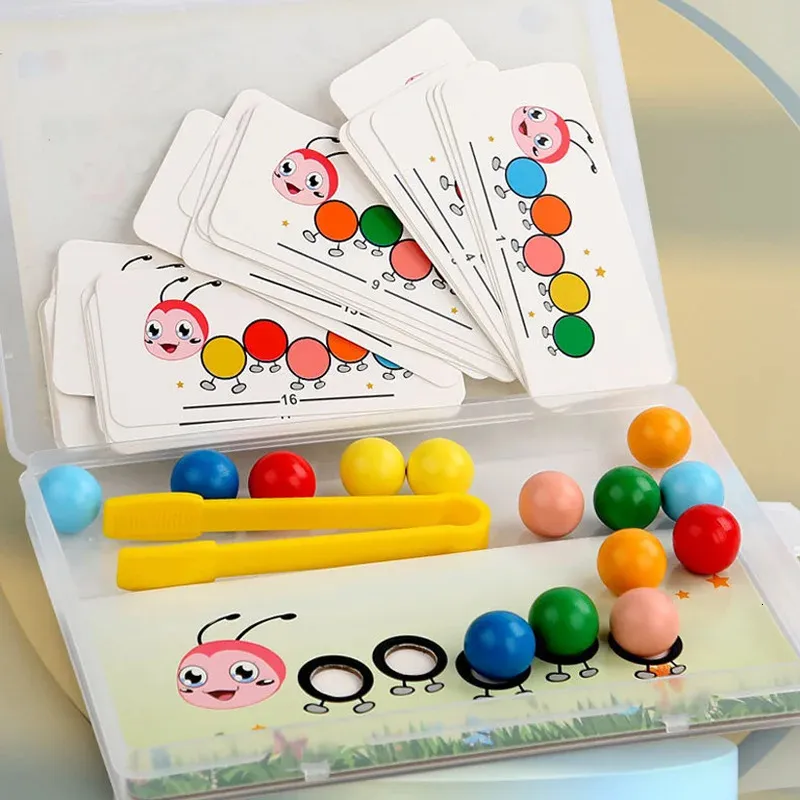 Drewniane klip koraliki gry Montessori zabawki dopasowanie kolorów parafii