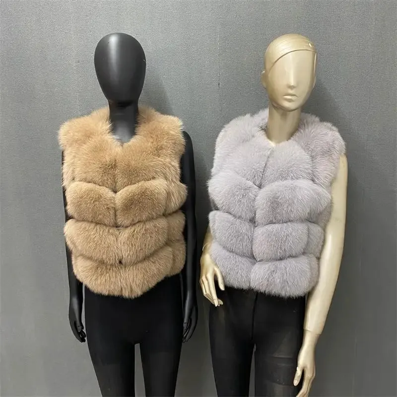 Gilet di pelliccia naturale Cappotto invernale da donna Autunno caldo Gilet caldo realizzato in pelliccia naturale Gilet da donna Gilet di vera pelliccia Genuino 240124