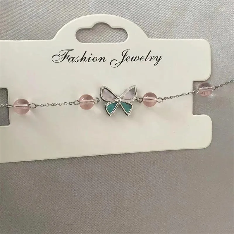 Link pulseiras han so hee, no entanto, mesma pedra borboleta pulseira estilo coreano elegante cristal de alta qualidade