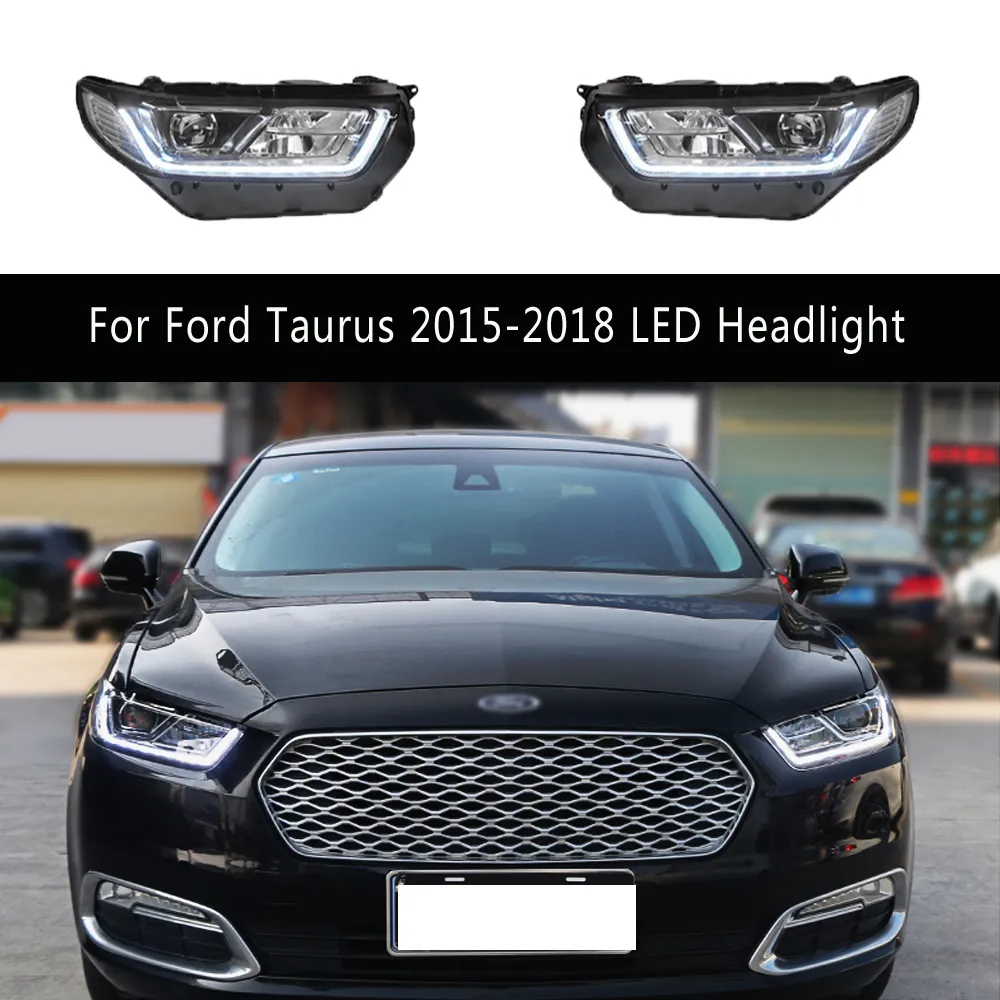 Car Accessories Front Lamp Daytime Running Light For Ford Taurus 15-18 LED Headlight Assembly Streamer Turn Signal Indicator