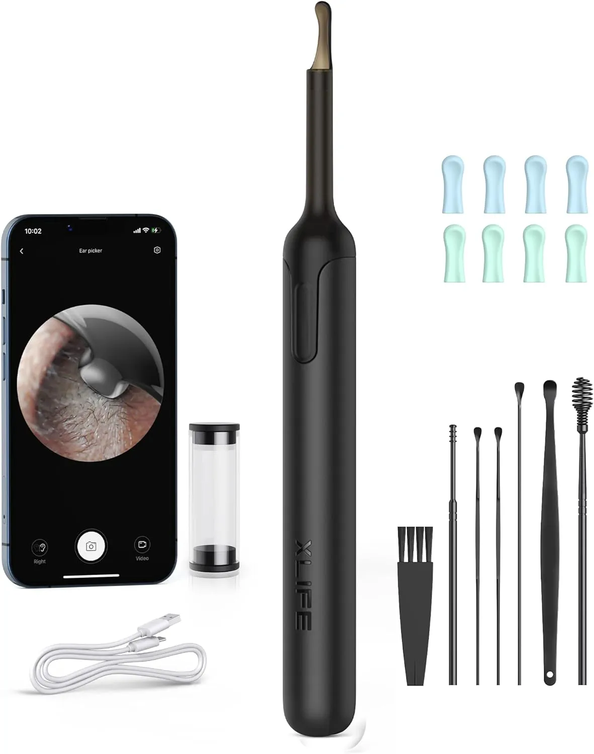 BEBIRD -XLIFE UCZY WAKA WASKA Kamera Ucha - XLife 1080p HD Otoscope z 6 diodami LED światłem, widoczny czyszczenie uszu z 4 zamiennymi końcówkami uszkodzonymi do czyszczenia wkładki do czyszczenia