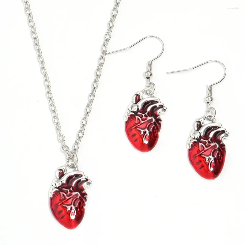 Boucles d'oreilles 1set / lot alliage gothique coeur collier deux pièces ensemble polyvalent à la mode style charmes bijoux cadeaux de luxe pour les femmes