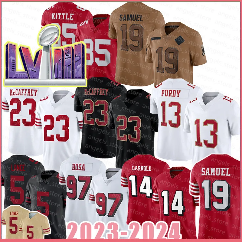 Elijah Mitchell Clelin Ferrell Maillots de football Fred Warner Niners 23 Christian McCaffrey George Kittle Brock Purdy 49ers Deebo Samuel Fred Warner Nick Bosa