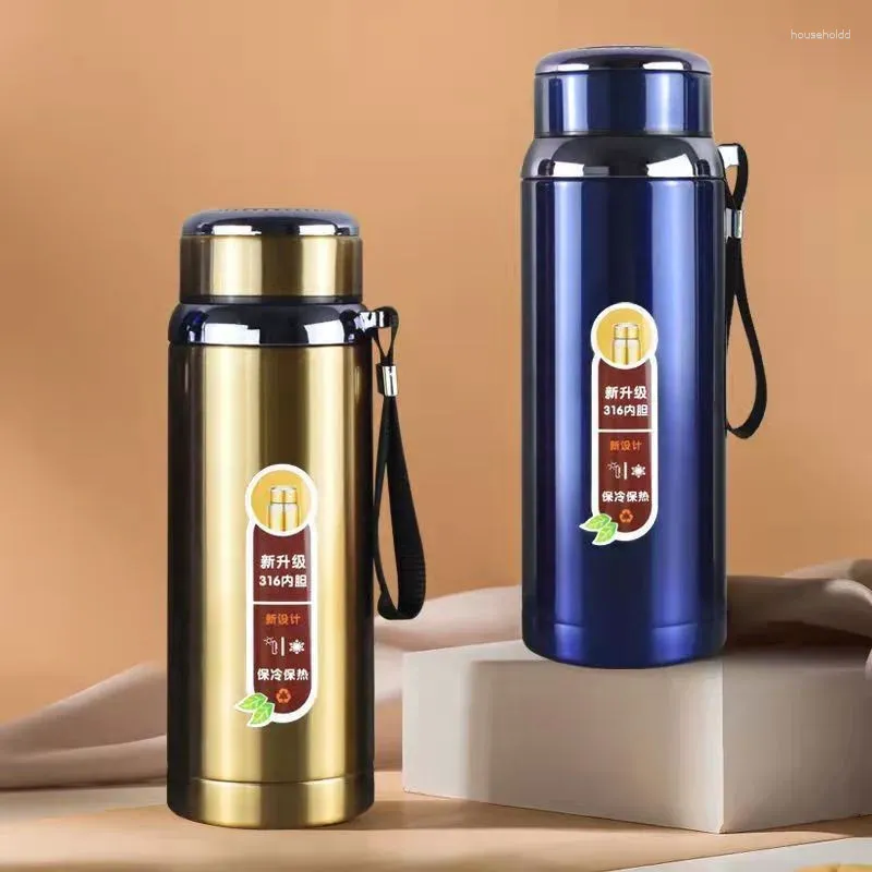 Water Bottles 600/800/1000ml Portable Thermal Bottle Tumbler Vacuum Insulated 316 Stainless Steel Thermos For Tea Coffee Travel Cup