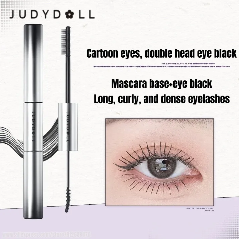 Judydoll Fibra impermeable Rizo largo Maquillaje grueso que no mancha Sosteniendo doble cabeza Ojo Pestañas negras que dan forma Cosméticos de maquillaje 240131