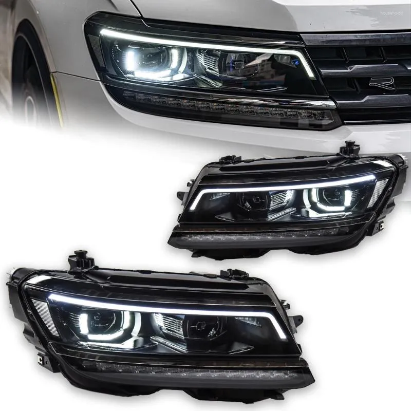 Belysningssystem AKD-bilstyling för VW Tiguan-strålkastare 2024-2024 LED-strålkastare DRL HID HEAD Lamp Angel Eye Bi Xenon Beam Accessories