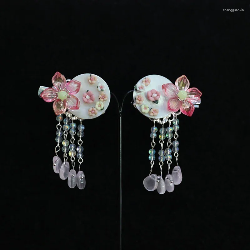 Haarspeldjes Shell Girl Flower Hanfu Clip Haarspeld Oudheid Traditionele Hoofdtooi Handgemaakt