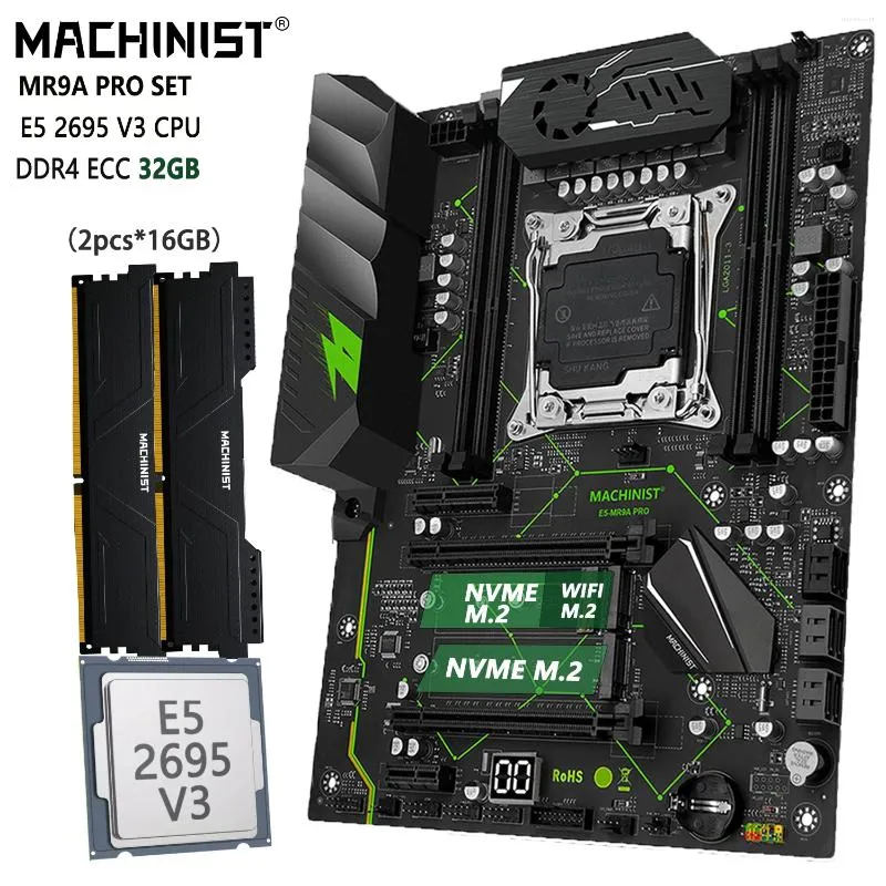 Płyty główne mechanik MR9A Pro x99 Zestaw płyty głównej LGA 2011-3 Zestaw Xeon E5 2695 V3 CPU 32G (2 16G) DDR4 ECC RAM Pamięć SSD NVME M.2 ATX