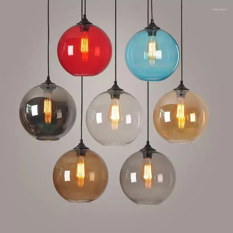 Pendant Lamps Nordic LED Glass Lights For Restaurant Bar Shop Modern Indoor Decoration Lighting Colorful Hanglamp