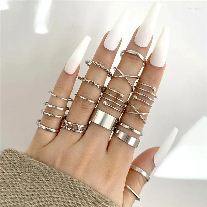 Cluster Rings Modyle 16pcs/set Vintage Hollow Cross Set For Women Silver Color Geometric Wedding Ring Female Jewelry Gifts 2024