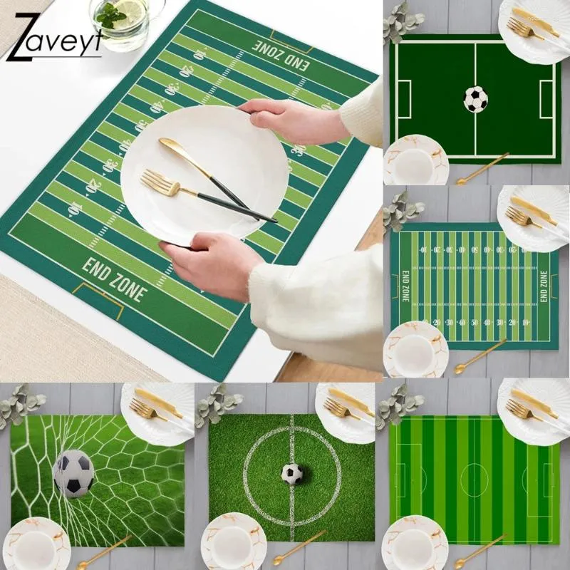 Table Mats Football Place Field Of The Game Strategy Tactics End Zone Touchdown Sports Competition Theme Linen Placemats Dining