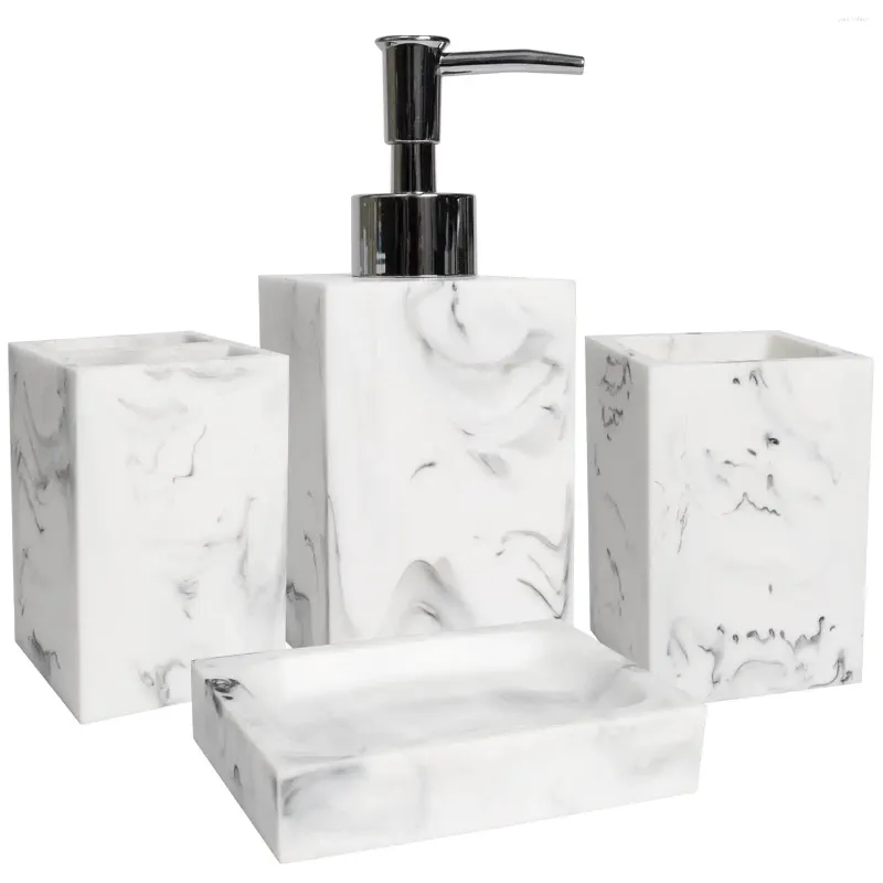 Dispenser di sapone liquido Set di accessori da bagno da 4 pezzi con piatto portaspazzolino per lozione