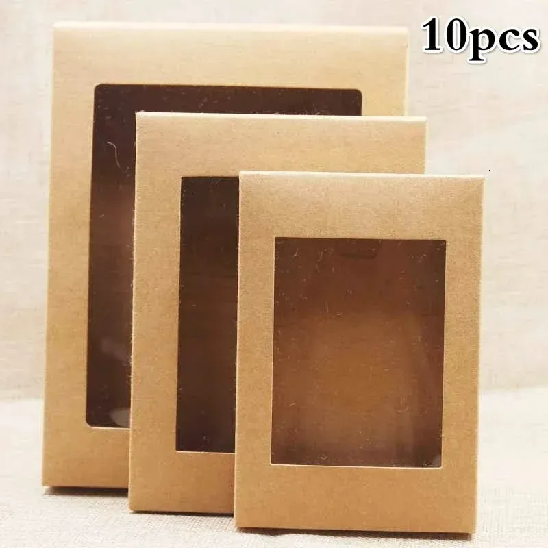 Window Paper Gift Box Cake Packagingを添えたDIYペーパーボックスの10個のファミリーパーティーとマフィンパッケージ240205