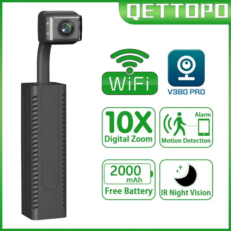 Qettopo 5MP WIFI Мини-камера Встроенный аккумулятор 2000 мАч Обнаружение движения 1080P Видеонаблюдение IP V380 PRO