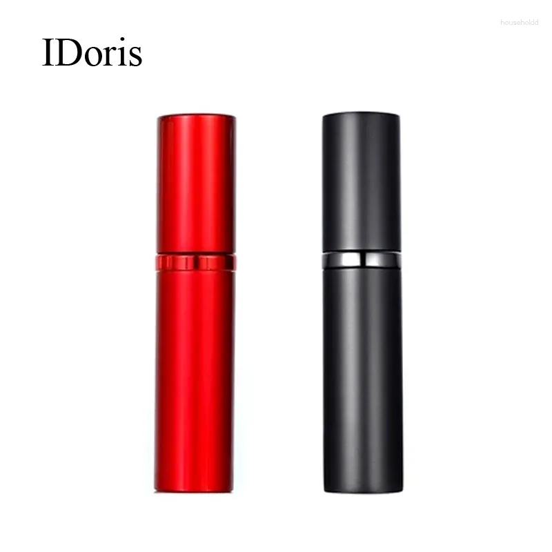 Lagringsflaskor idoris 5 ml påfyllningsbar bärbar resenär aluminium spray atomizer tom parfym flaskor kosmetiska behållare för resor röda