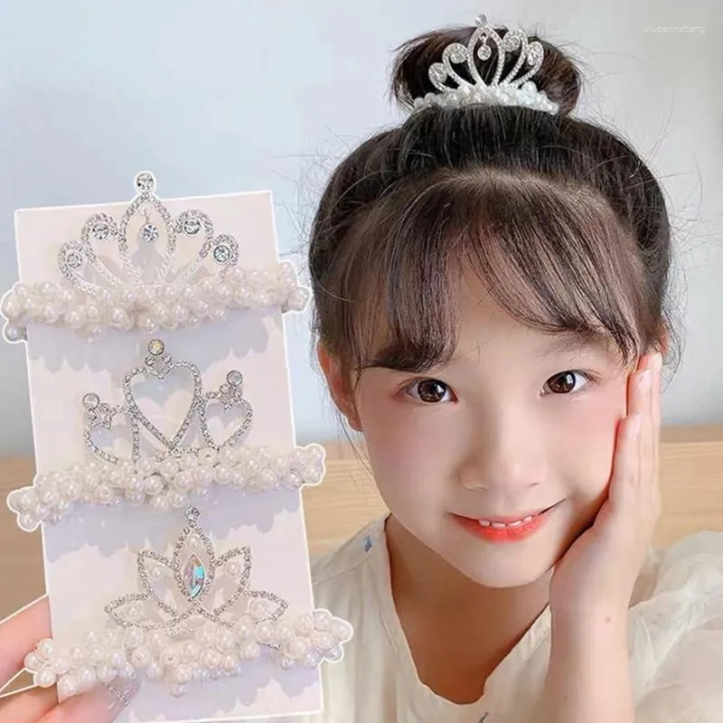 Hårtillbehör barns krona tiara prinsessor huvud rep koreanska flickor pärlband rensning banden band