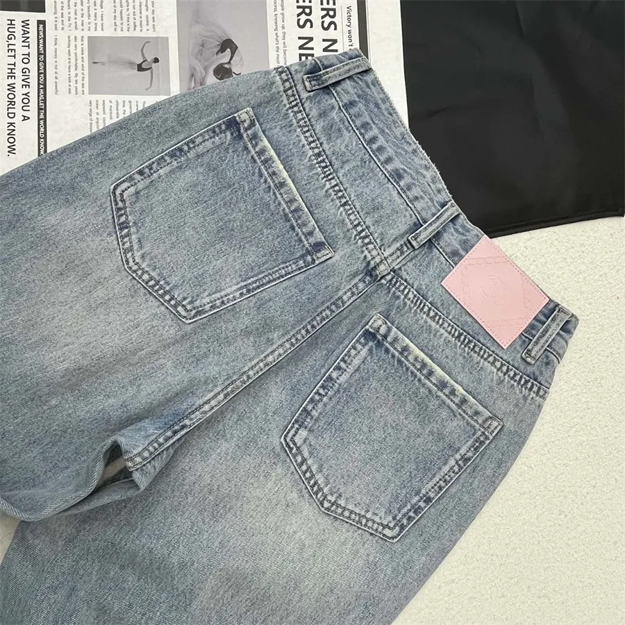 Women`s jeans designer pants classic and minimalist European and American full letter hot diamond high waisted casual daily versatile