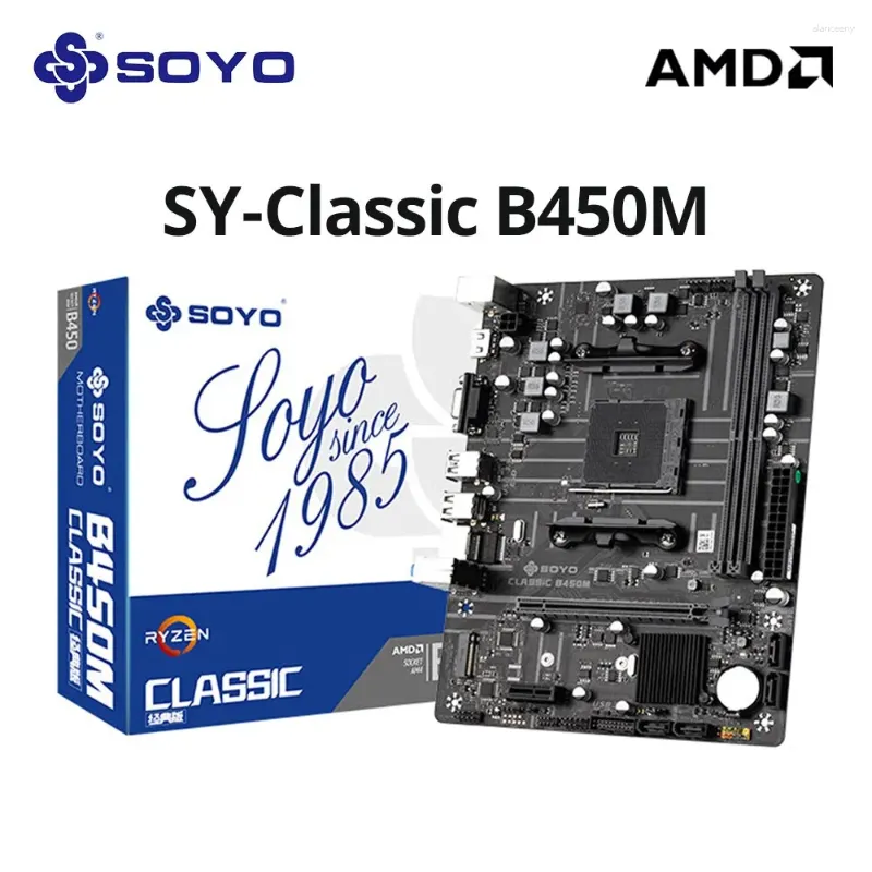 Anakartlar Soyo Anakart Klasik AMD B450m Çift Kanallı DDR4 Hafıza AM4 Ana Pano M.2 NVME (Ryzen 5600 5600g CPU'yu Destekler) Tam