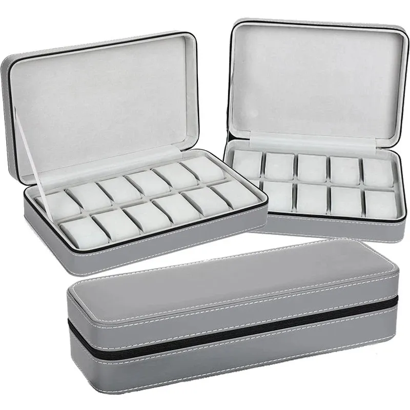 Titta på Box Pu Leather Watch Case Watch Storage Box för Quartz Watcches smycken Boxar Display Gift 240123