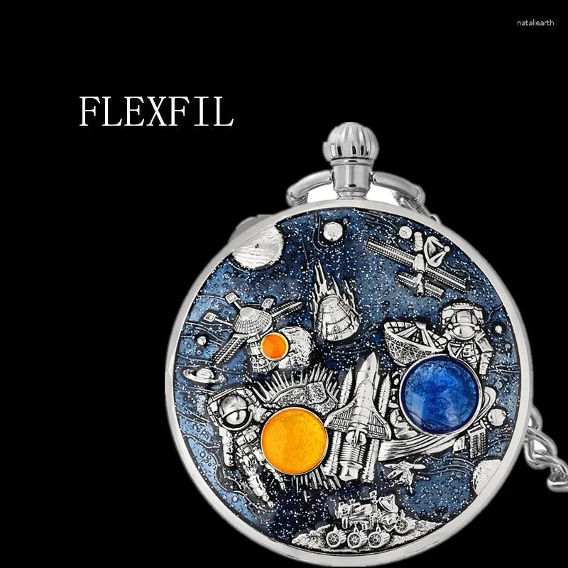 懐中時計フレックスフィルファッションミュージックボックスウォッチスカイスペースシート合金男性女性ギフトクランクフォブチェーンクォーツ腕時計