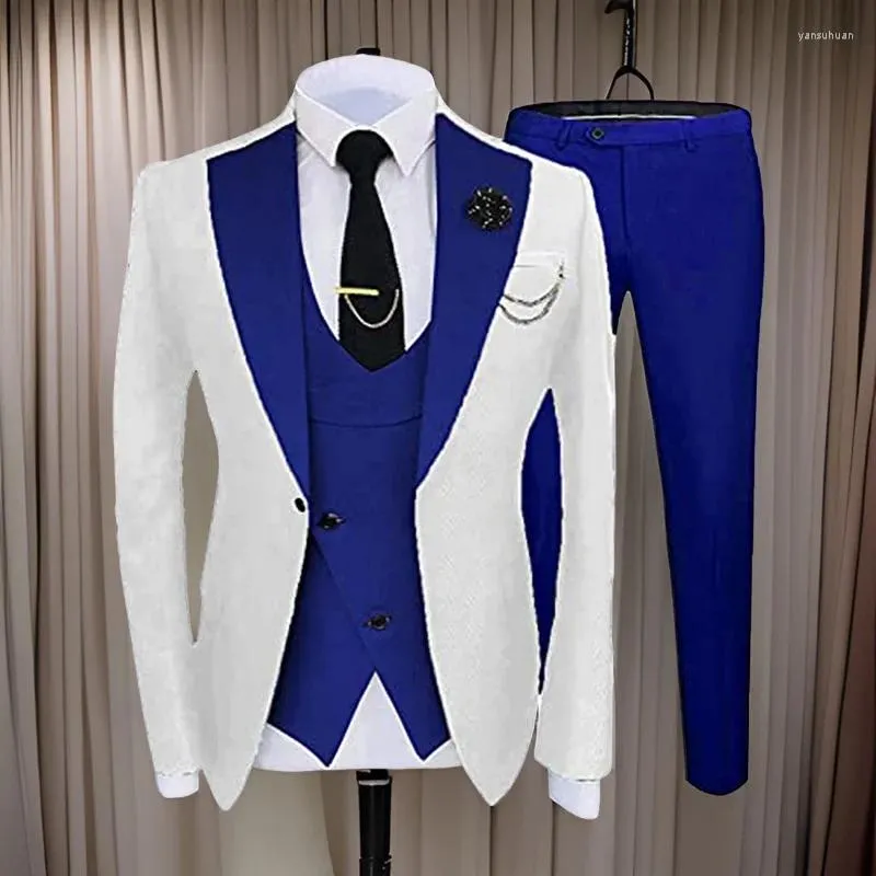 Ternos masculinos Slim Fit Homens Formais Para Casamento 2024 Lapela Lapela Noivo Smoking 3 Pcs Masculino Moda Jaqueta Com Colete Calças Custom Made