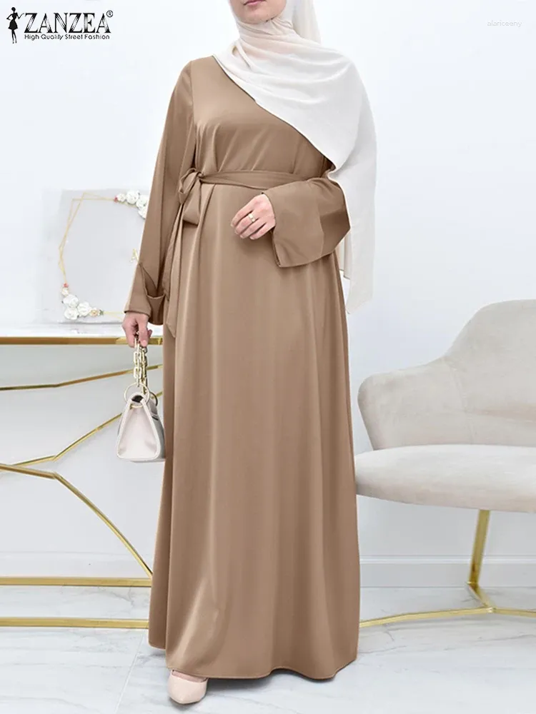 Etniska kläder muslimska klänning dubai kalkon abaya zanzea mode kvinnor hijab sundress jilbab islamisk höst solid parti vestidos kaftan