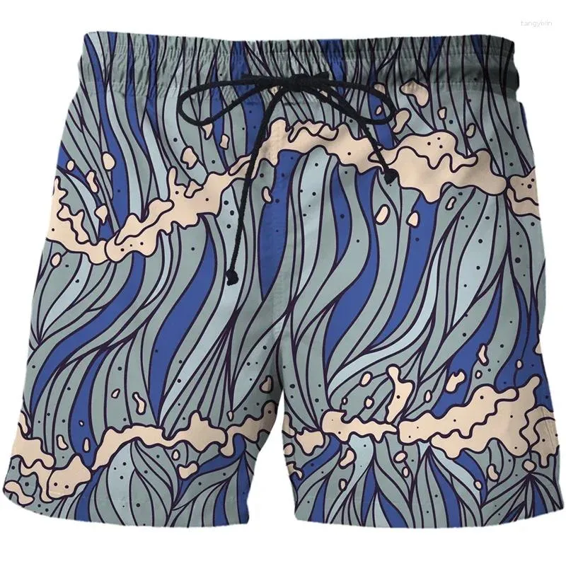 Pantaloncini da uomo Uomo Motivo a onde Stampa 3D Moda Asciugatura rapida Costume da bagno uomo Bermuda ragazzo Estate Spiaggia