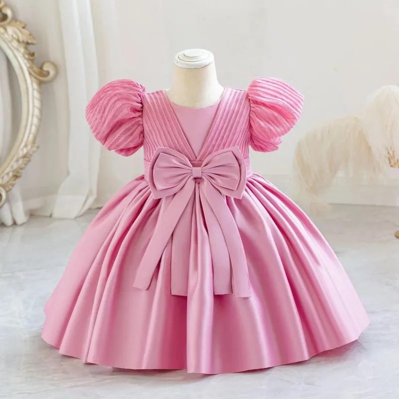 Vestidos de niña verano 2024, vestido de fiesta con lazo grande para niñas pequeñas, tutú de encaje para 1er cumpleaños, vestido de princesa para boda, graduación y Navidad