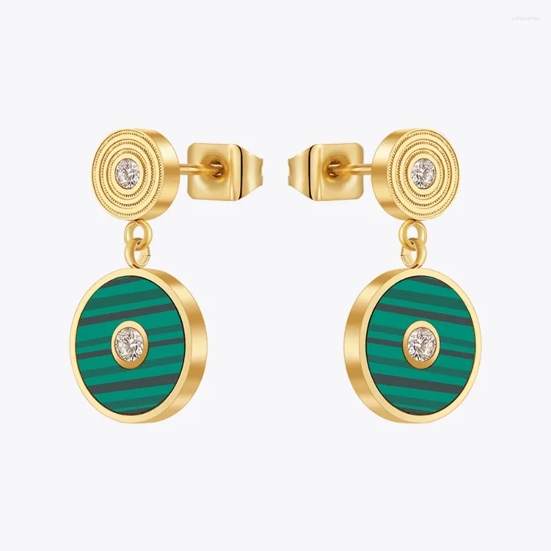 Stud Earrings ENFASHION Aretes De Mujer Peacock Green Disc For Women's 18K Plated Gold Fashion Jewelry Anniversary Gift E231469
