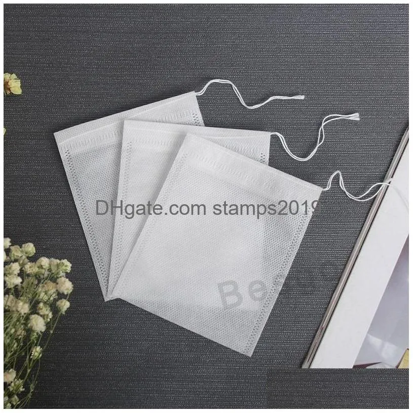 Outils de thé de café 100pcs / lot 60x80mm sachets de thé non tissés Dstring vides sacs d'épices parfumées guérir le sac de filtre d'herbe feuilles en vrac Stra Dhjns