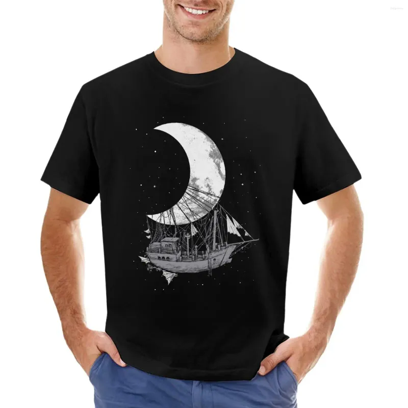 Regatas masculinas Moon Ship T-Shirt de secagem rápida Camisetas masculinas simples