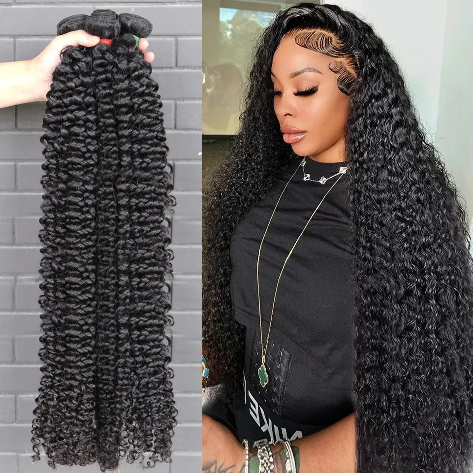 30 32 40 بوصة فضفاضة عميق الشعر حزم بشعر الإنسان REMY CURLY WEAVE BUNDLE RAW Virgin Etensions Brazilian 240127