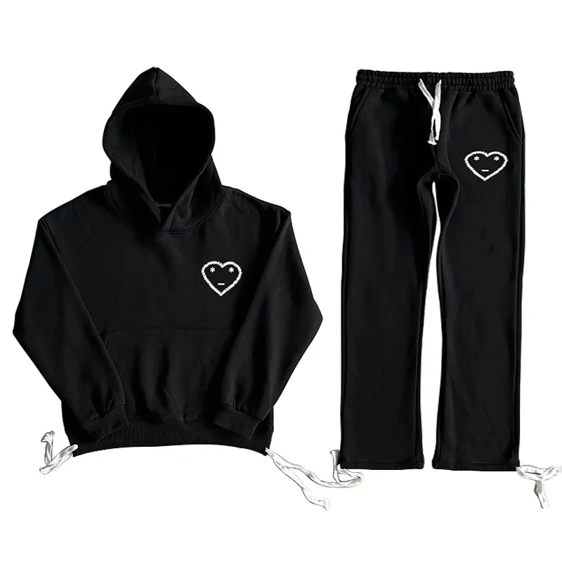 Mens Tracksuit CARSICKO Sportswear Set Designer Roupas de Inverno Preto High Street Homens Mulheres Moda Streetwear Hoodies Calças Compridas