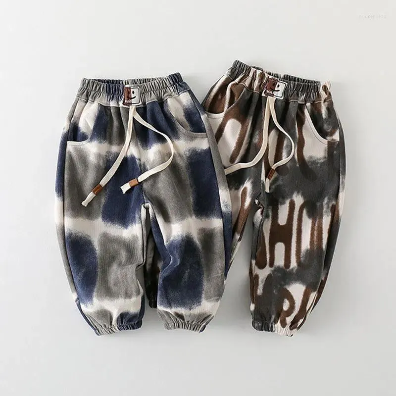 Calças meninos calças 2024 outono inverno para crianças moda camuflagem crianças corredores bebê harem pant roupas casuais