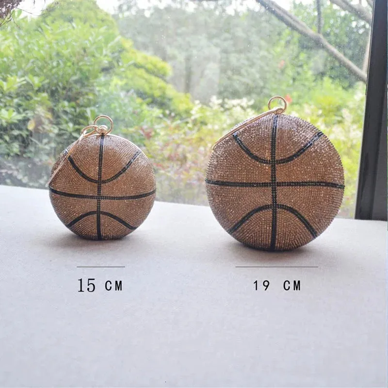 Diamond Clutch Basketball Purse for Women Crystal Evening Handbag