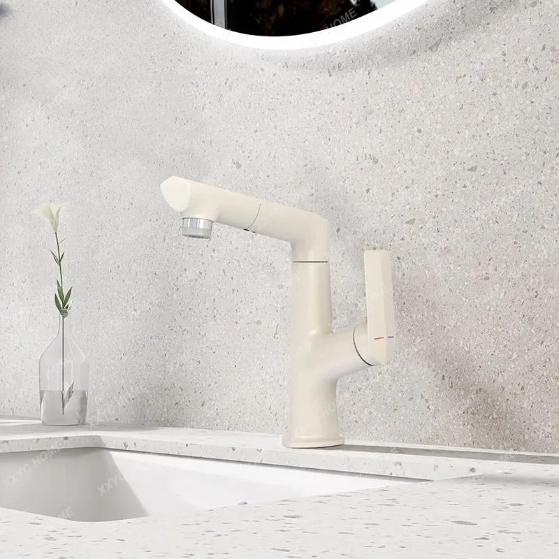 Banyo Lavabo muslukları yıkama faresi musluk bakır çekme ve soğuk çok fonksiyonlu ev sütü beyaz