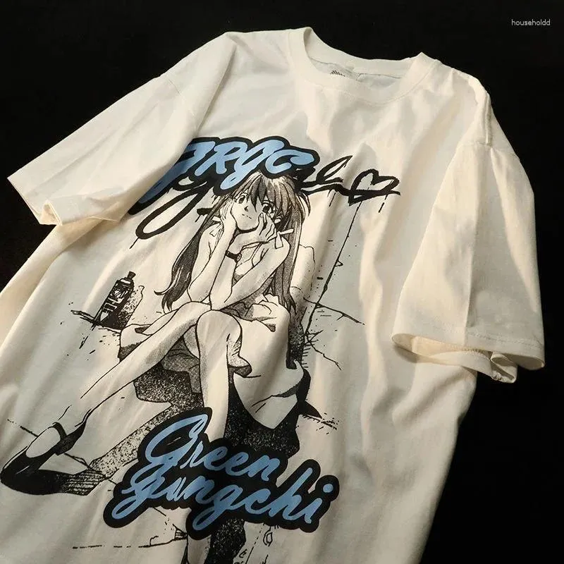 Men's Tank Tops Oversized T Shirts Shirt Anime Asuka Print Y2k Clothes Graphic Kawaii Streetwear Harajuku Funny Grunge