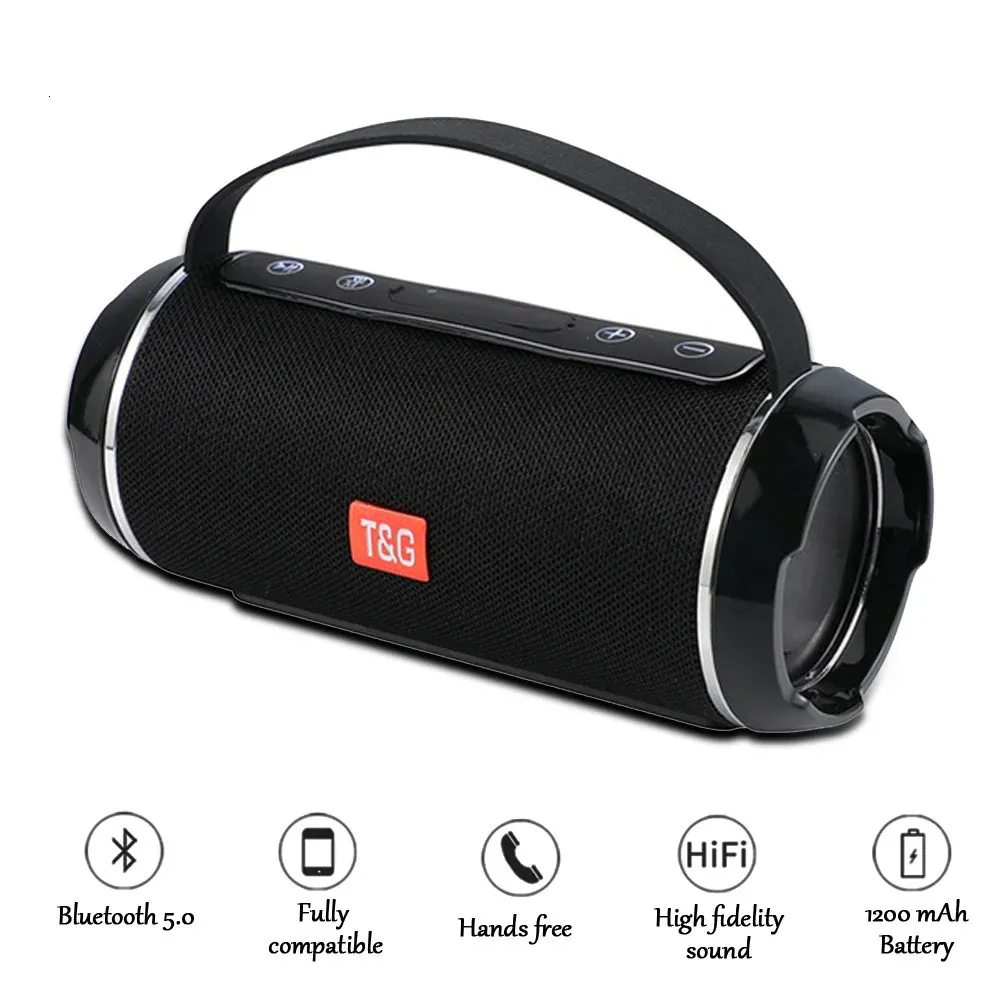 Portable TG116C Bluetooth compatible Ser caisson de basses sans fil basse colonne sonore extérieure Boombox TF FM stéréo entrée Aux 240126