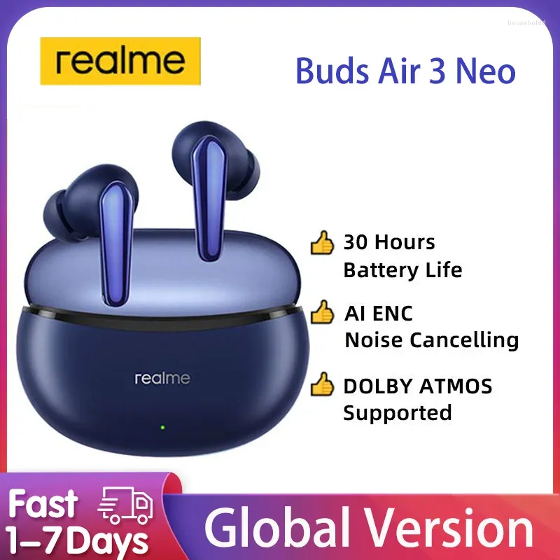 Глобальная версия Realme Buds Air 3 Neo, наушники с длинной батареей, AI ENC, наушники с шумоподавлением при вызове, 88 мс, сверхнизкая задержка