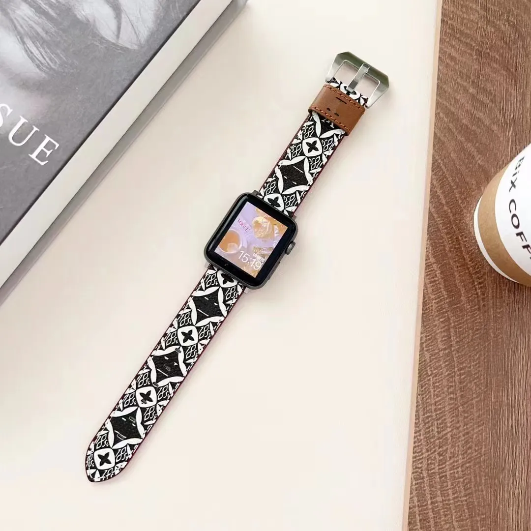 Verbazingwekkende lederen horlogebandjes Apple Watch Band 38mm 40mm 41mm 42mm 44mm 45mm 49mm Luxe Hi Quality Designs Horlogebanden iWatch 8 7 6 5 4 Met Logo Box Vrouw Man HYL