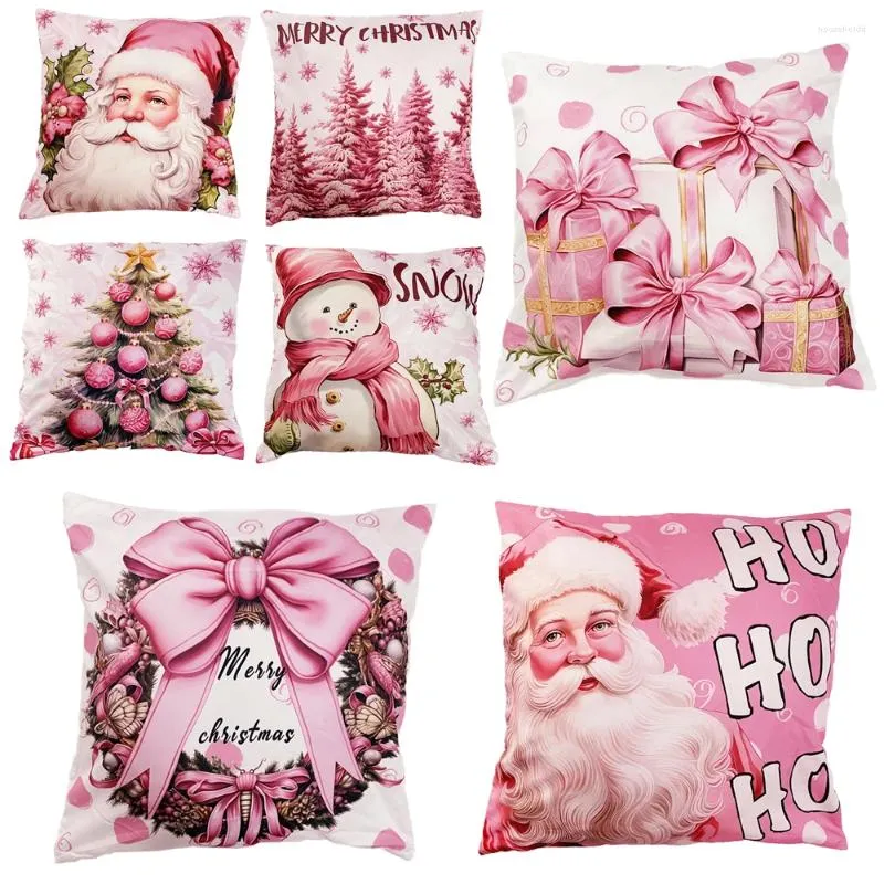 Party Decoration 45CM Christmas Pillowcase Cartoon Santa Snowman Xmas Tree Cushion Cover Merry Pillow Home Decor 2024 Polyester