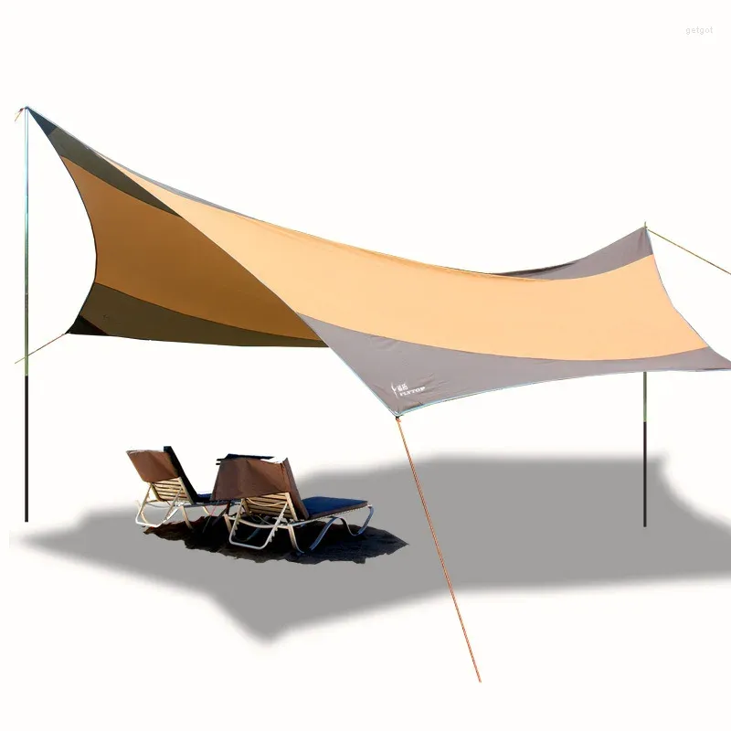 Tende e rifugi Protezione solare di grandi dimensioni 210D di alta qualità Pali in ferro antipioggia Anti-UV 550 560CM Tenda da spiaggia per riparo dal sole Campeggio esterno