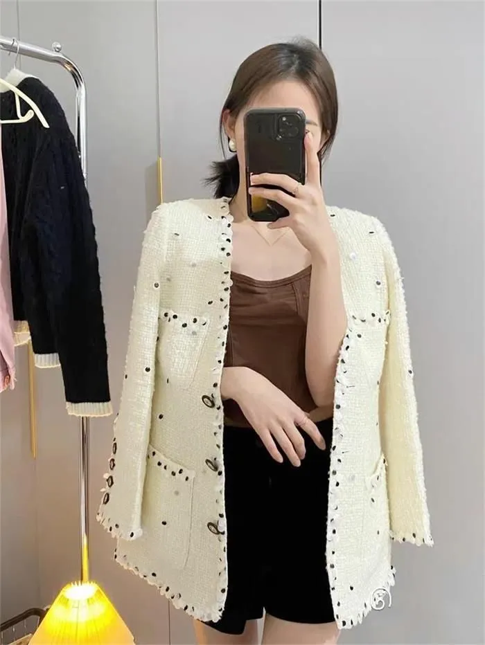 Chan CCC womens coat womens designer clothing new women jacket Luxury designer fashion Chains jacket tweed jacket cardigan coats designer women Mother's Day Gift