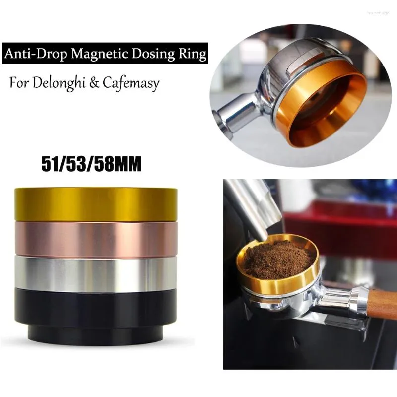 Delonghi Cafemasy Magnetic Anti-Drop Dosing Ring 51mm 53mm 58mmファンネルコーヒーマシン醸造ボウルパウダーツールの測定ツール
