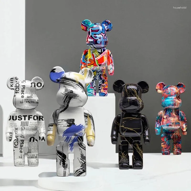 Estatuetas decorativas coloridas decoração de casa bearbrick urso estátuas e esculturas figura ornamentos quarto para decoração interior