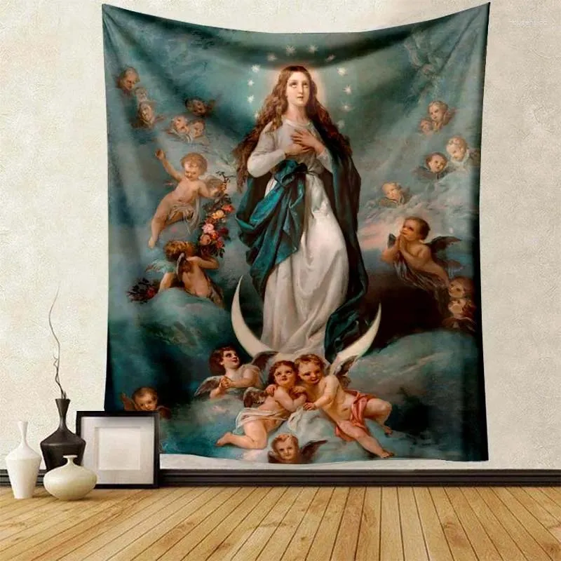 Tapestries Virgin Mary Religion Christ Tapestry Lightweight Decorative Ornament Super Soft Bed Sofa Dormitory Living Room Adult